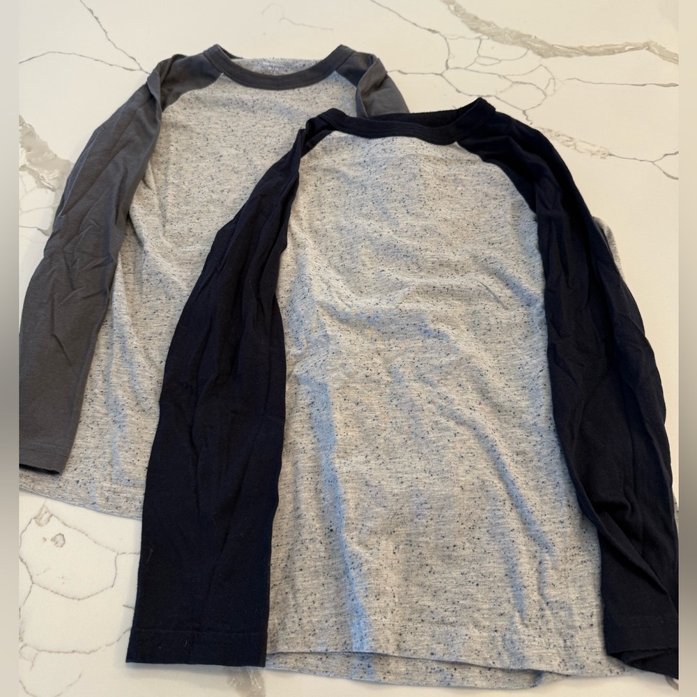 Joe fresh boys medium (7/8) 2 long sleeve shirts. Grey and navy